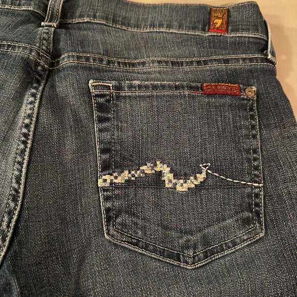 7 For All Mankind Denim Jeans Women Dojo Flared Mid Rise Pants Wide Leg Y2k - Picture 4 of 16